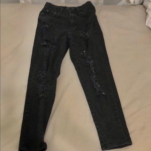 aeropostale ripped mom jeans, 00R, black